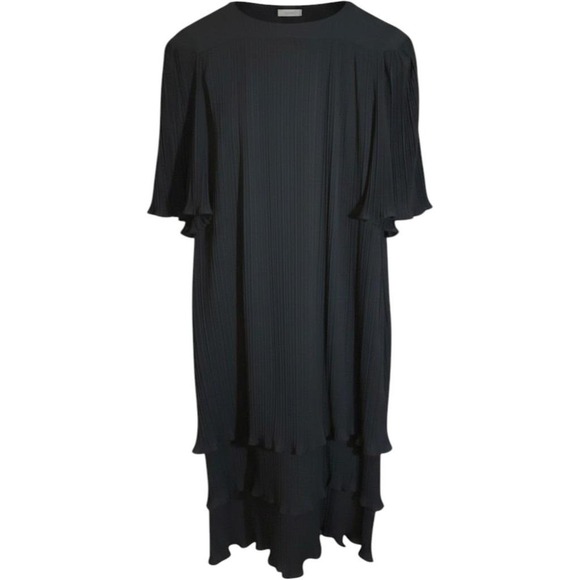 Dresses & Skirts - Vintage Black Pleated Tiered Dress Women's Large Party Minimalist Whimsygoth